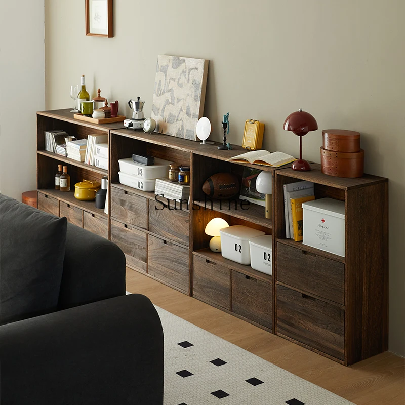 Solid wood bookshelf floor-to-ceiling combination cabinet retro living room entrance against the wall display balcony storage
Solid wood bookshelf floor-to-ceiling combination cabinet retro living room entrance against the wall display balcony storage