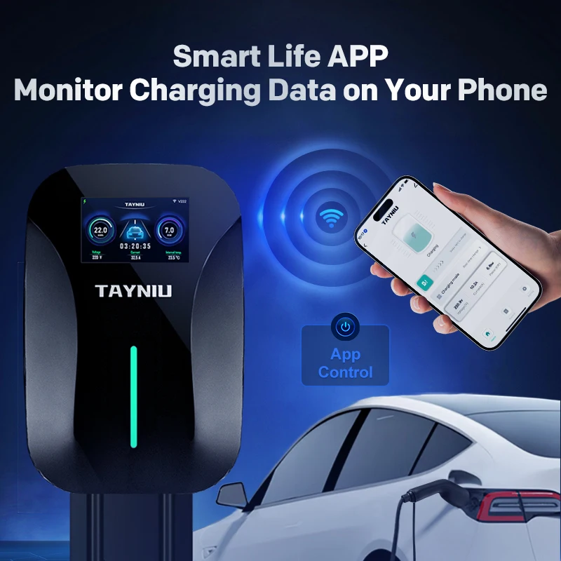 TAYNIU 7KW EV Charger with APP Control Type 2 32A 80V-260V Wide Voltage Electric Vehicle Charging Station ∟ 5M Cable Wallbox∵
TAYNIU 7KW EV Charger with APP Control Type 2 32A 80V-260V Wide Voltage Electric Vehicle Charging Station ∟ 5M Cable Wallbox∵