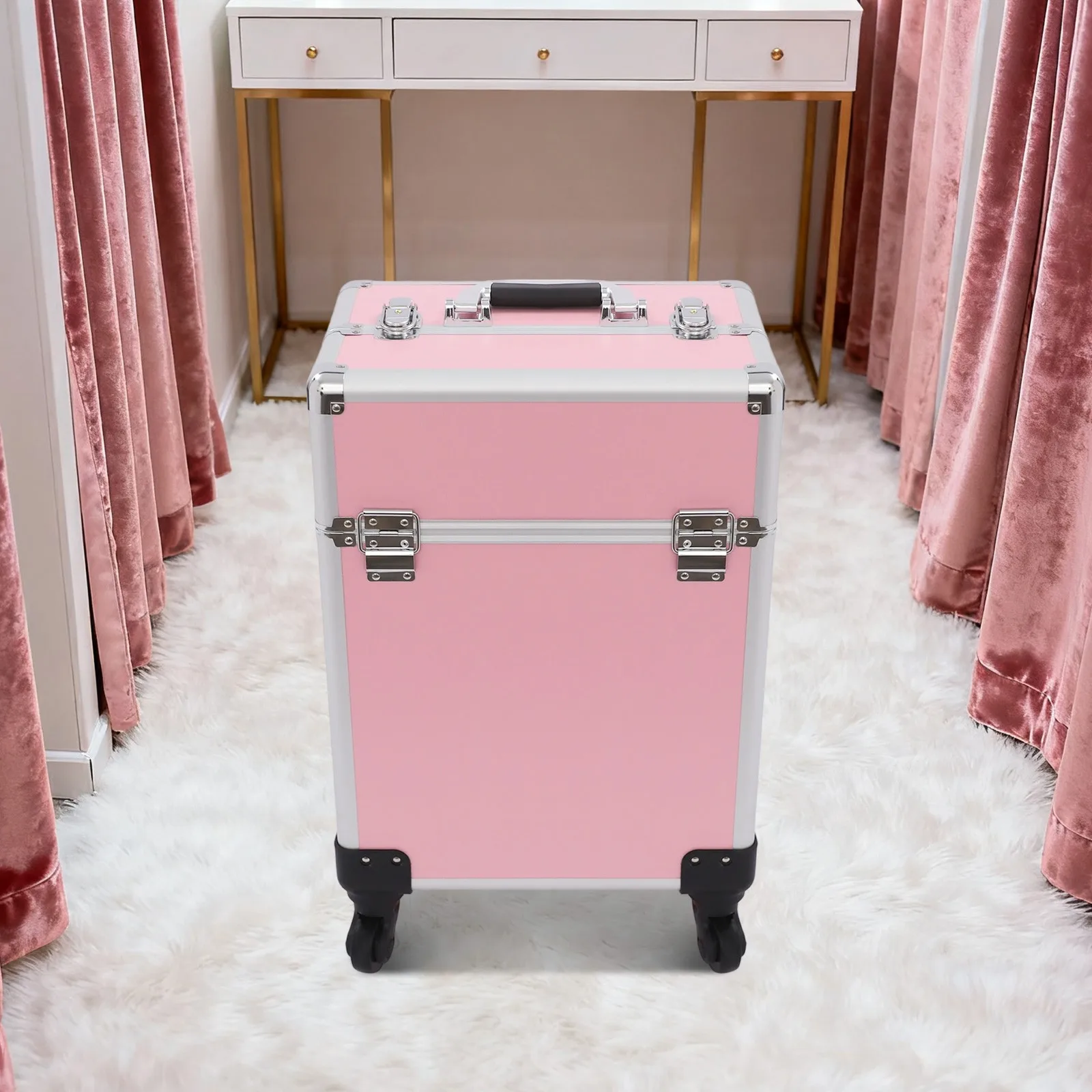 NEWEST Cosmetic Case Trolley with Locks, Professional Rolling Makeup Train Case with Drawers, Large Cosmetic Trolley Cosmetics Storage Organizer for Travel Makeup / Nail Art / Hair Styling, (Pink)
NEWEST Cosmetic Case Trolley with Locks, Professional Rolling Makeup Train Case with Drawers, Large Cosmetic Trolley Cosmetics Storage Organizer for Travel Makeup / Nail Art / Hair Styling, (Pink)
