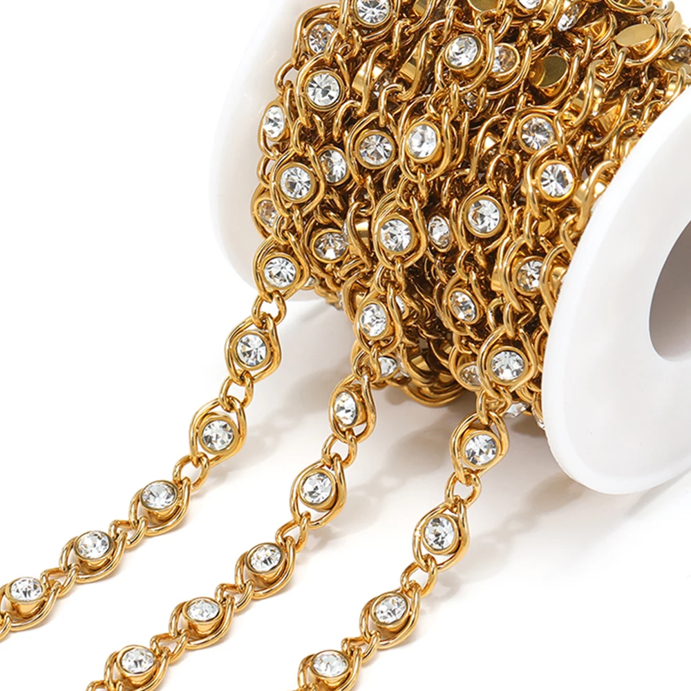 1 Meter Stainless Steel Zircon Chains 1:1 Cuban Link Chain Bulk for DIY Women Jewelry Crafts Making Necklace Bracelet Components
1 Meter Stainless Steel Zircon Chains 1:1 Cuban Link Chain Bulk for DIY Women Jewelry Crafts Making Necklace Bracelet Components