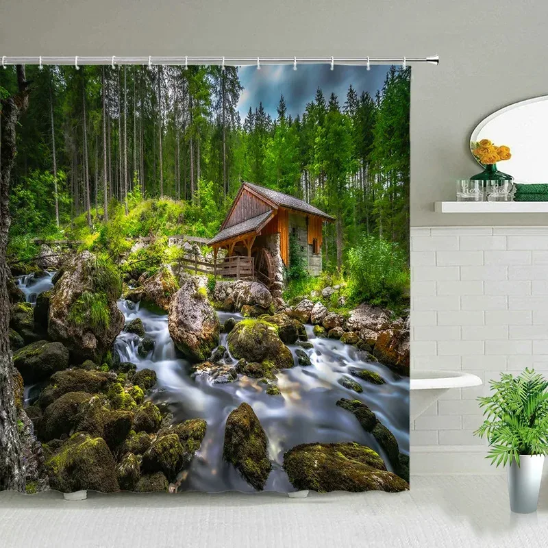 LXL01Natural Scenery Shower Curtains Forest Stone Bridge Creek Trees Waterfall Landscape Bathroom Curtain Waterproof Fabric 6Jm%
LXL01Natural Scenery Shower Curtains Forest Stone Bridge Creek Trees Waterfall Landscape Bathroom Curtain Waterproof Fabric 6Jm%