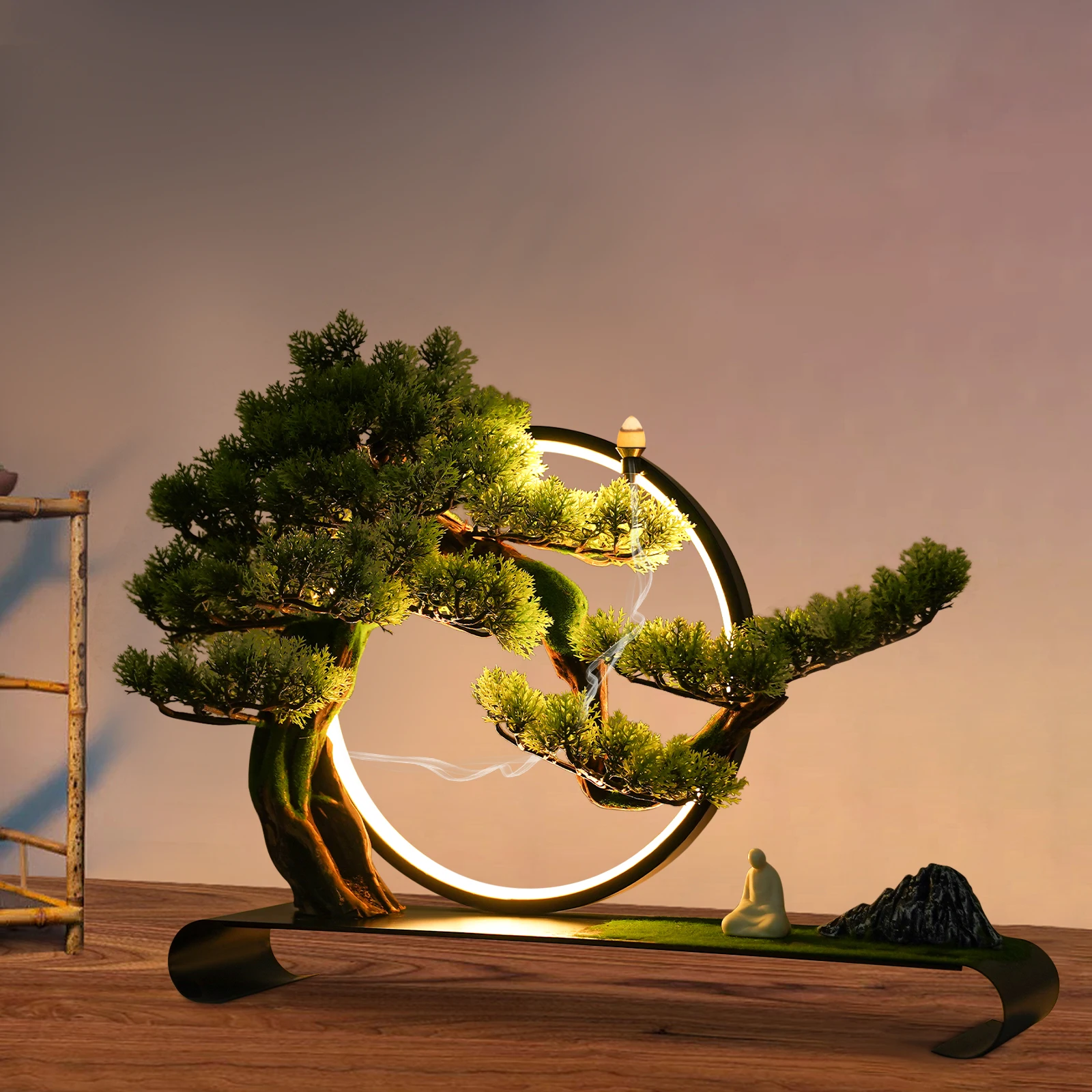 Artificial Bonsai Tree, Welcome Pine Faux Plants with LED Lamp Ring, Realistic Simulation Display Fake Tree Pot Ornaments Decor
Artificial Bonsai Tree, Welcome Pine Faux Plants with LED Lamp Ring, Realistic Simulation Display Fake Tree Pot Ornaments Decor