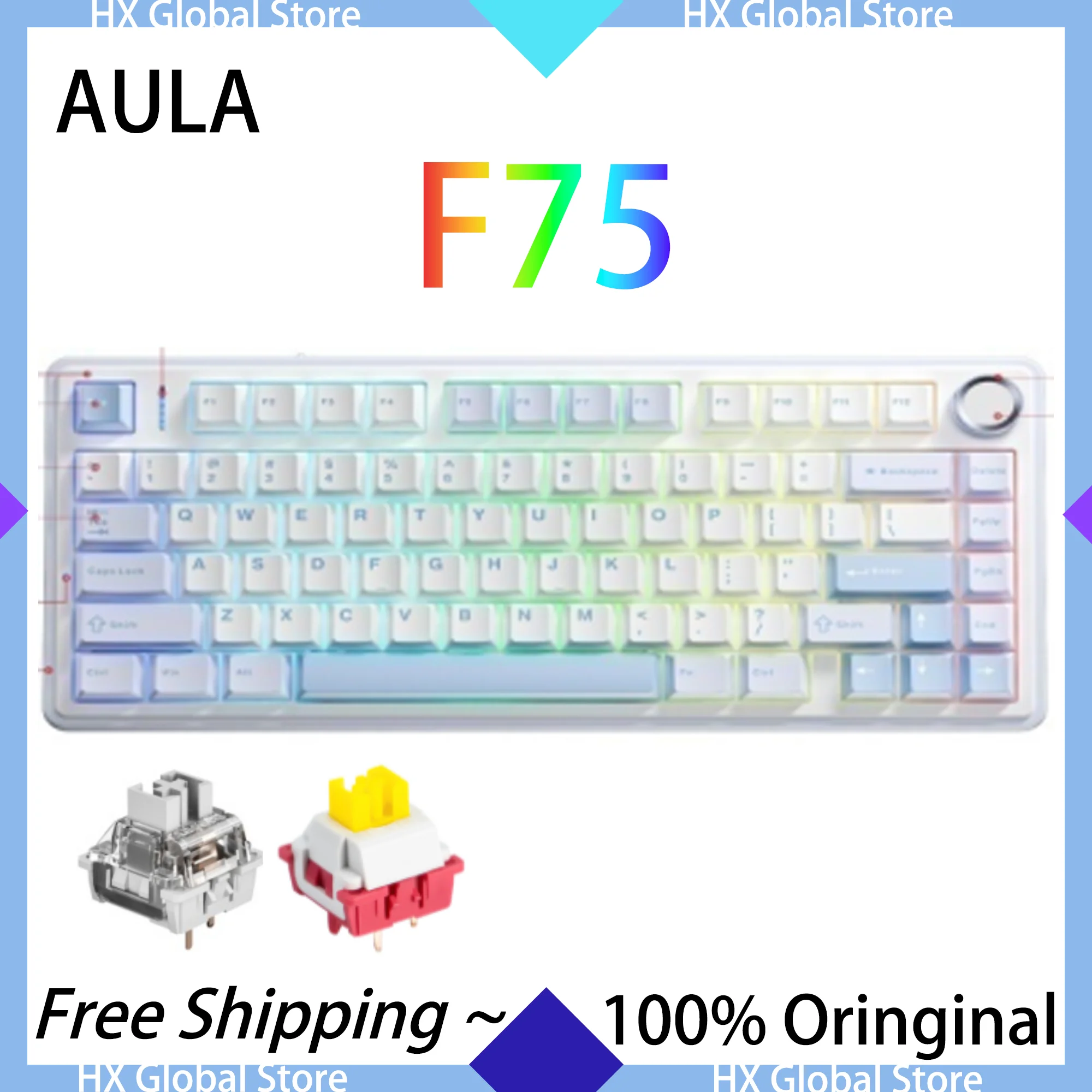 AULA F75 Sea Salt Blue Mechanical Keyboards 2.4G Wireless Bluetooth Wired Three Mode PBT 75% Layout OEM Hot Swap RGBLight Custom
AULA F75 Sea Salt Blue Mechanical Keyboards 2.4G Wireless Bluetooth Wired Three Mode PBT 75% Layout OEM Hot Swap RGBLight Custom