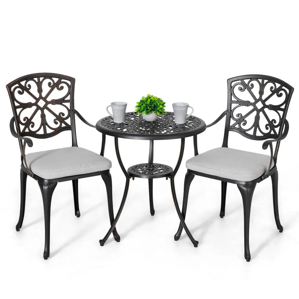 Bistro Set 3 Piece Outdoor All Weather Cast Aluminum Patio Bistro Set Patio Table and Chairs Set of 2 with Umbrella Hole and Gr
Bistro Set 3 Piece Outdoor All Weather Cast Aluminum Patio Bistro Set Patio Table and Chairs Set of 2 with Umbrella Hole and Gr