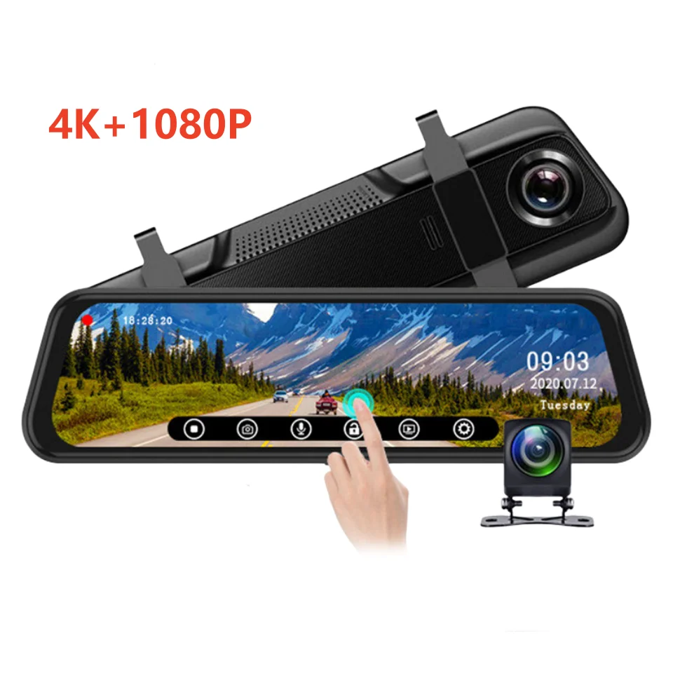 10 Inch 4K+1080P Drive Recorder Car Rearview Mirror Dash Cam Front And Rear With Dual Lens Wifi GPS Parking Monitor Night Vision
10 Inch 4K+1080P Drive Recorder Car Rearview Mirror Dash Cam Front And Rear With Dual Lens Wifi GPS Parking Monitor Night Vision