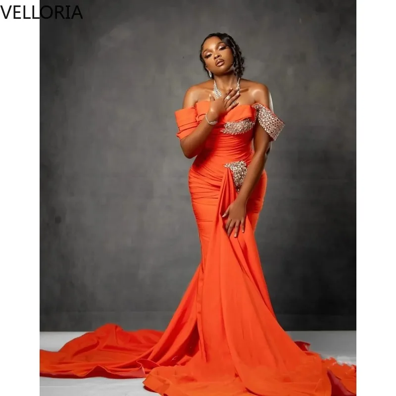 Оранжевое вечернее платье русалки с открытыми плечами для африканских женщин, вечернее платье с рюшами и бисером, элегантное вечернее платье по индивидуальному заказу
Оранжевое вечернее платье русалки с открытыми плечами для африканских женщин, вечернее платье с рюшами и бисером, элегантное вечернее платье по индивидуальному заказу