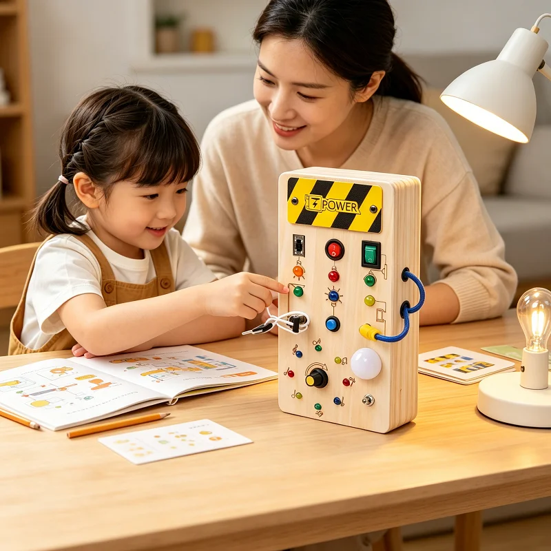 Montessori Wood Busy Board with LED Light Real Switches-Sensory Activity Toy for Toddler 1-3 Early Learning Fine Motor Skill Kit
Montessori Wood Busy Board with LED Light Real Switches-Sensory Activity Toy for Toddler 1-3 Early Learning Fine Motor Skill Kit