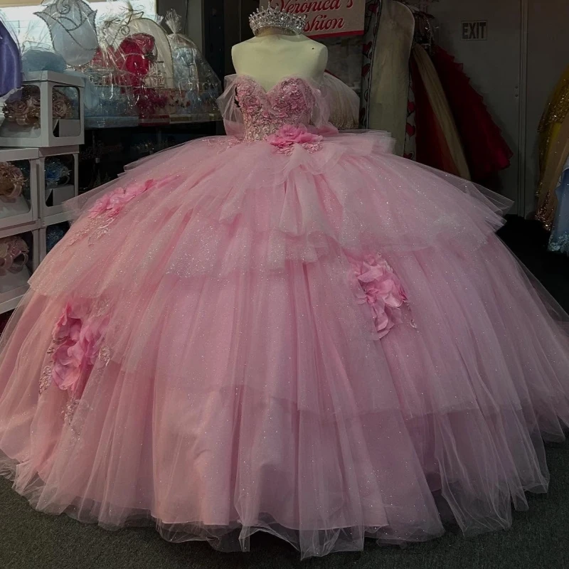 Розовое блестящее платье Quinceanera, бальное платье с открытыми плечами, аппликация, цветок, бусины, бант, тюль, корсет, милое платье 16, Vestidos 15 De
Розовое блестящее платье Quinceanera, бальное платье с открытыми плечами, аппликация, цветок, бусины, бант, тюль, корсет, милое платье 16, Vestidos 15 De