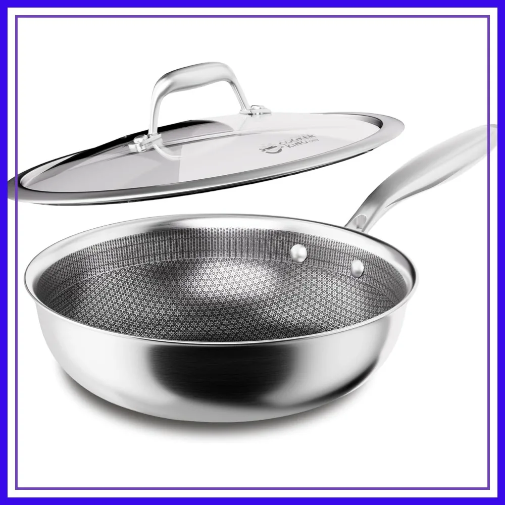 10-Inch Hybrid Stainless Steel Wok with Lid, Nonstick Stir Fry Pan, Tri-Ply Clad Honeycomb, Induction Ready, Oven Safe
10-Inch Hybrid Stainless Steel Wok with Lid, Nonstick Stir Fry Pan, Tri-Ply Clad Honeycomb, Induction Ready, Oven Safe
