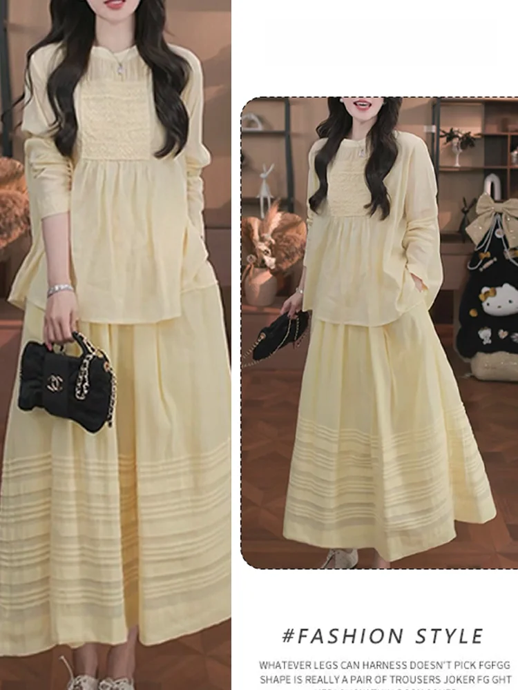 Unique Beautiful Women's Spring Summer Loose Slim Long Sleeve Shirt A-Line Midi Skirt Two-Piece Set Casual Style High Waist
Unique Beautiful Women's Spring Summer Loose Slim Long Sleeve Shirt A-Line Midi Skirt Two-Piece Set Casual Style High Waist