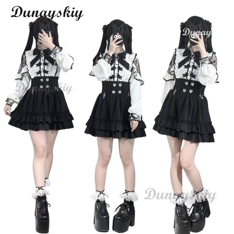 Jirai kei Outfit Lolita Dress Girls Blouse Top Women Long Sleeve Shirt Kawii Bow Black Skirts Shirt Y2K Sweet Japanese Style
Jirai kei Outfit Lolita Dress Girls Blouse Top Women Long Sleeve Shirt Kawii Bow Black Skirts Shirt Y2K Sweet Japanese Style