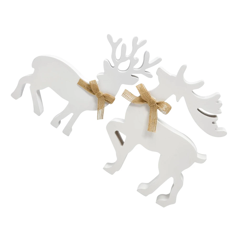 2pcs White Wood Reindeer Ornaments Rustic Holiday Decor Shelf Window Table Mantel Christmas Home Festive Atmosphere
2pcs White Wood Reindeer Ornaments Rustic Holiday Decor Shelf Window Table Mantel Christmas Home Festive Atmosphere