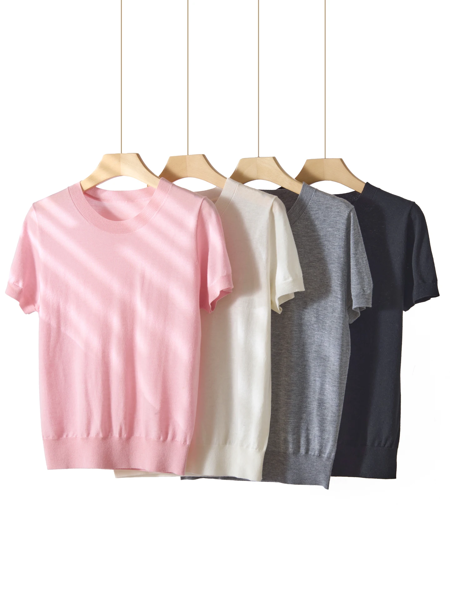 New Women's Spring Summer T-Shirts Blend Wool Knitwear Worsted Pullover Short-Sleeve Clothing Top Cozy Blouse O-Neck Lady Jersey
New Women's Spring Summer T-Shirts Blend Wool Knitwear Worsted Pullover Short-Sleeve Clothing Top Cozy Blouse O-Neck Lady Jersey