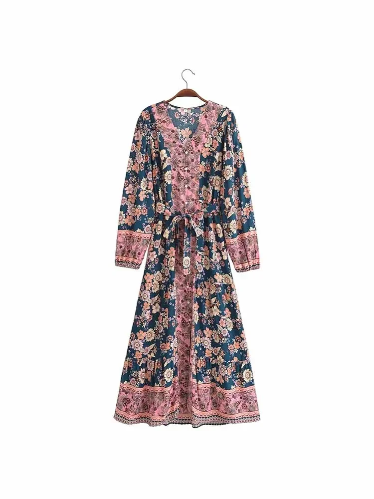 LIBIELIY European And American Style 2024 Autumn New Women's Retro Printed V-neck Long Sleeve Front Button With Belt Dress Long
LIBIELIY European And American Style 2024 Autumn New Women's Retro Printed V-neck Long Sleeve Front Button With Belt Dress Long
