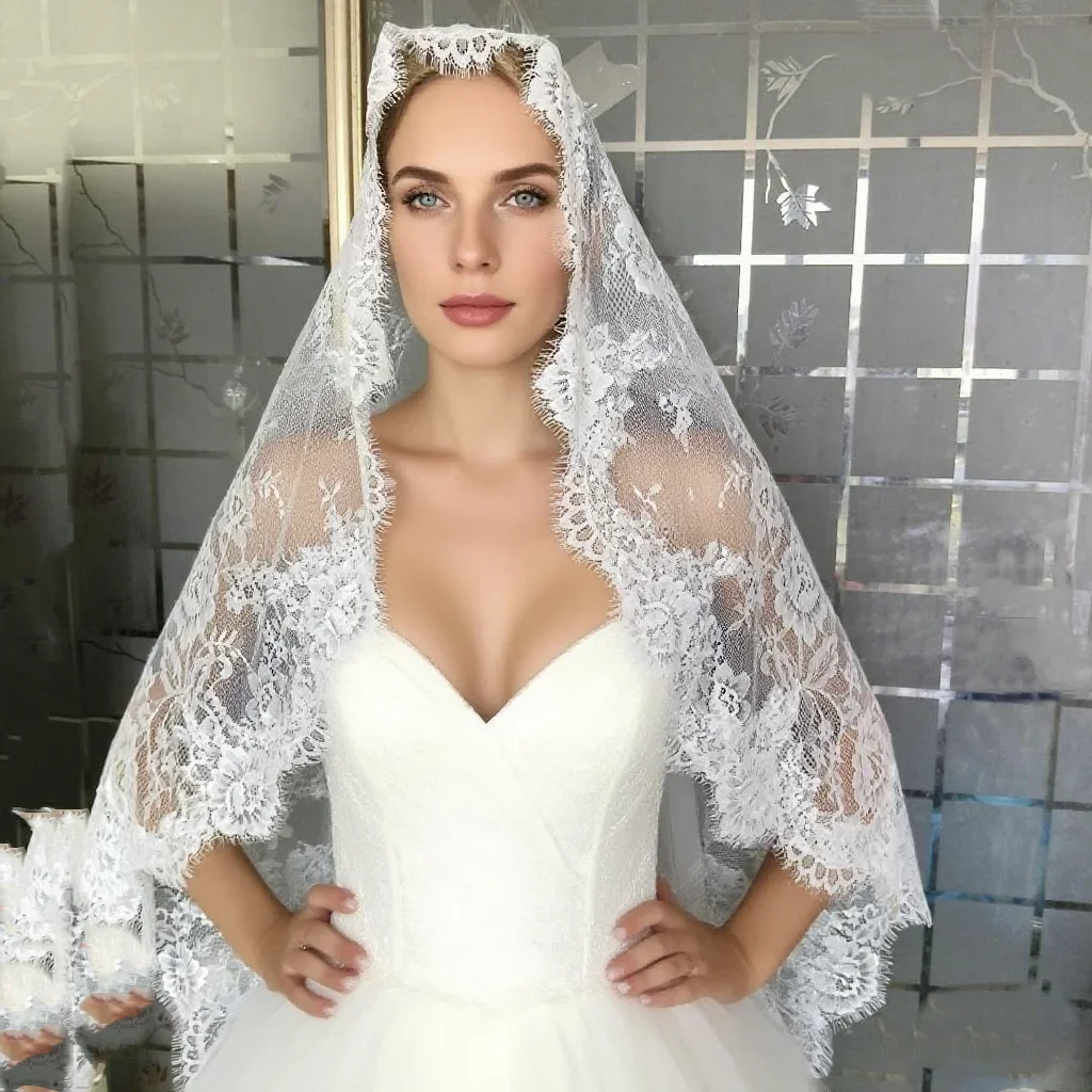 Customized Soft Lace French Wedding Veil Mantilla Eyelash Lace Edge Custom Length Bridal Veils For Brides Dress Accessories
Customized Soft Lace French Wedding Veil Mantilla Eyelash Lace Edge Custom Length Bridal Veils For Brides Dress Accessories