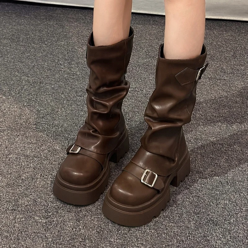 Fashion Woman Motorcycel Boots Flats Platform Shoes Woman Winter 2025 Trend New Mid Calf PU Leather Designer Pumk High Boots
Fashion Woman Motorcycel Boots Flats Platform Shoes Woman Winter 2025 Trend New Mid Calf PU Leather Designer Pumk High Boots