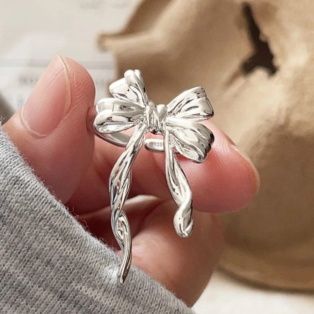 925 Sterling Silver Rings For Women Geometric Fine Jewelry Finger Adjustable Bow Tassel Ring For Party Birthday Gift
925 Sterling Silver Rings For Women Geometric Fine Jewelry Finger Adjustable Bow Tassel Ring For Party Birthday Gift