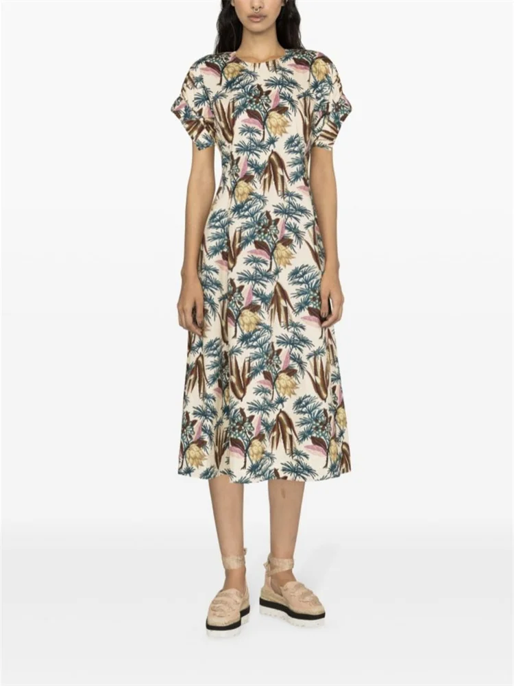 Vintage Floral Print Women Slim Midi Dress Short Sleeve Round Neck Elegant Ladies Long Robes for 2024 Spring New
Vintage Floral Print Women Slim Midi Dress Short Sleeve Round Neck Elegant Ladies Long Robes for 2024 Spring New