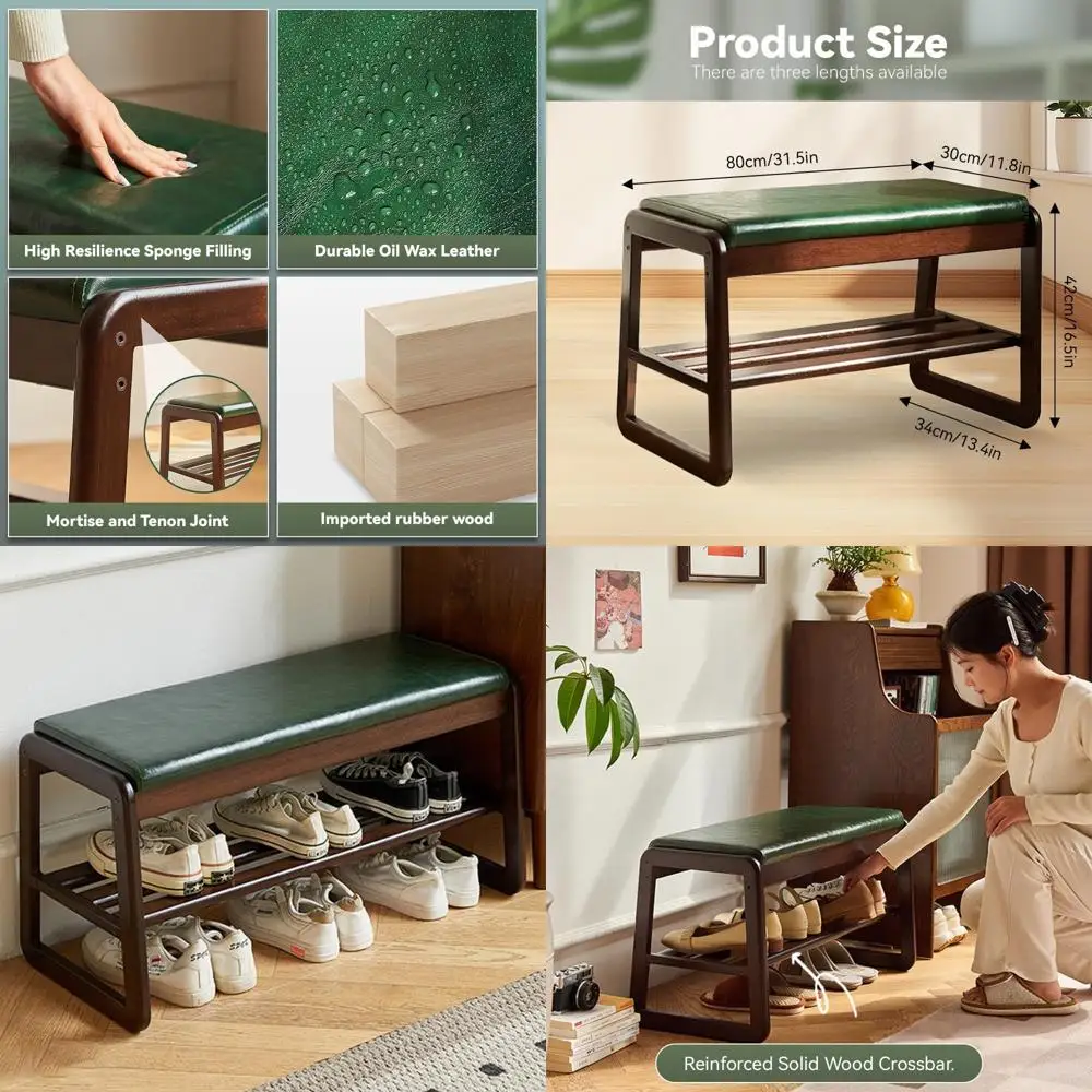 Wooden Entryway Bench with Shoe Storage and Cushion, 2-Tier Cabinet Organizer for Foyer & Living Spaces
Wooden Entryway Bench with Shoe Storage and Cushion, 2-Tier Cabinet Organizer for Foyer & Living Spaces