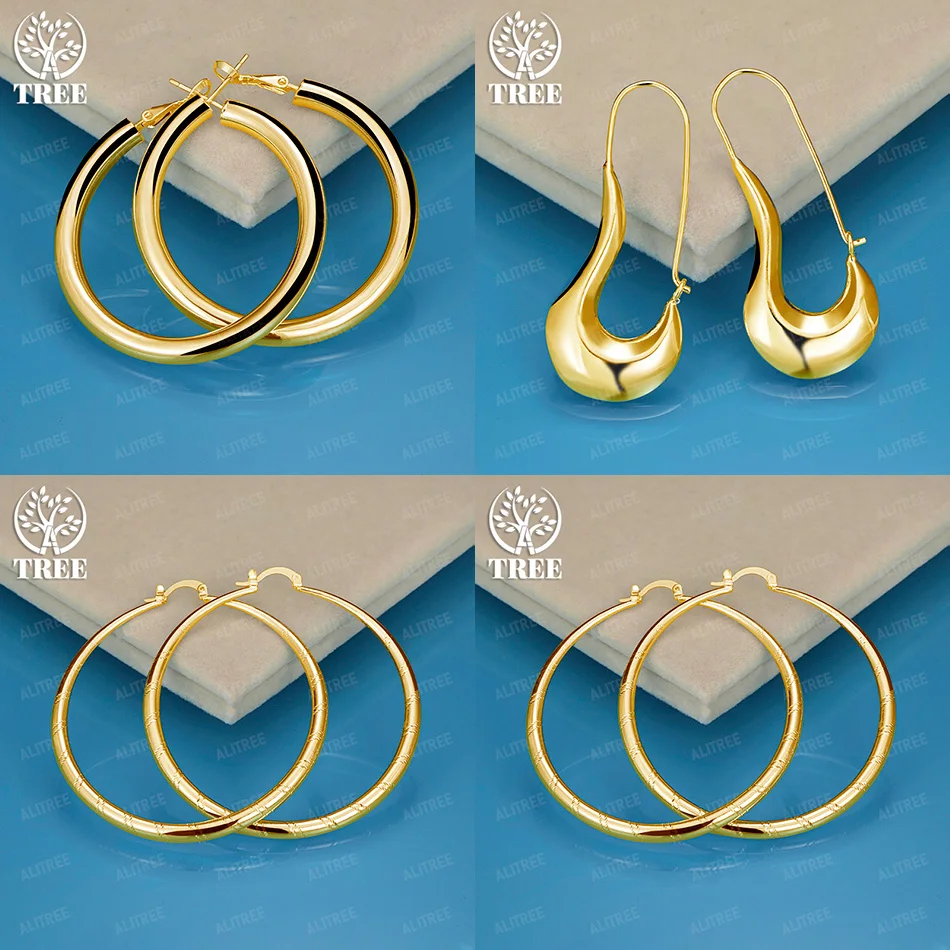 18K Gold Hook Large Circle Hoop Earrings For Women Wedding Banquet Party Elegant And Beautiful Jewelry Gift Accessories
18K Gold Hook Large Circle Hoop Earrings For Women Wedding Banquet Party Elegant And Beautiful Jewelry Gift Accessories