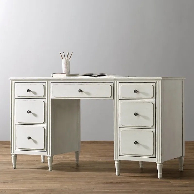 American country retro log study table furniture oak computer table French home desk
American country retro log study table furniture oak computer table French home desk