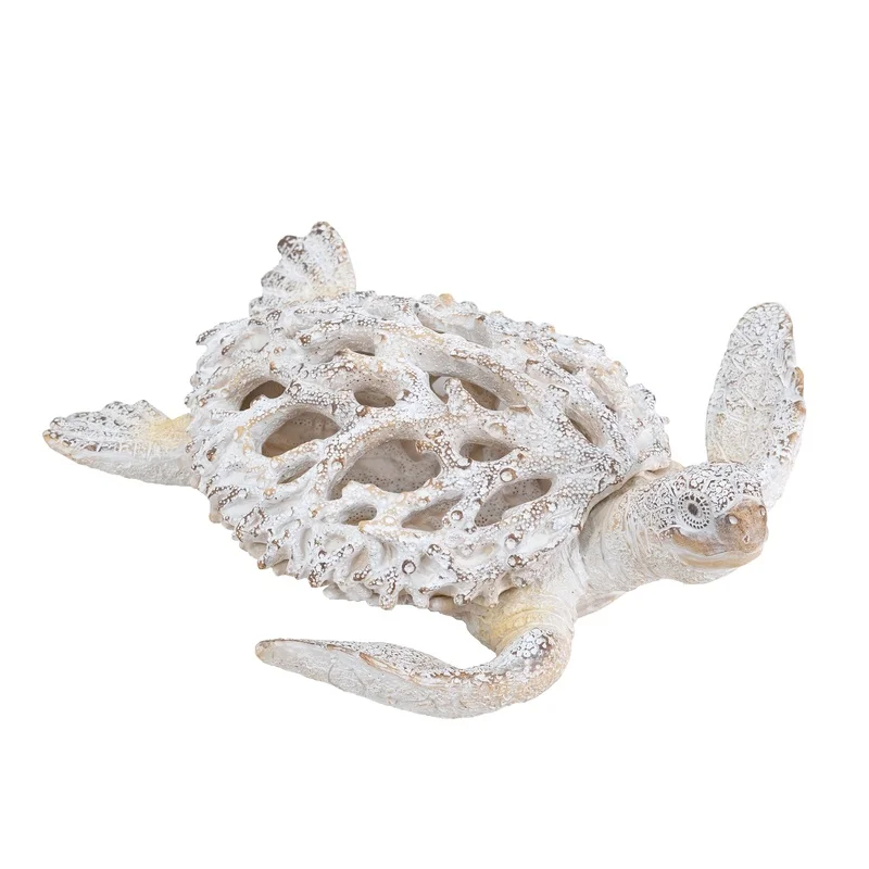 Decorative Polyresin Turtle Statue with White Coral Design
Decorative Polyresin Turtle Statue with White Coral Design