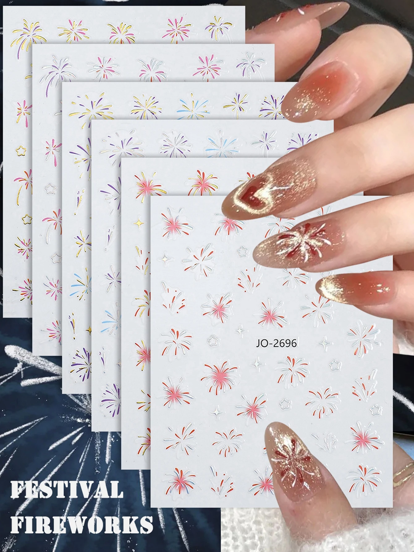 3/6/12 Sheets Fireworks Nail Art Stickers Metallic Festival Glitter Decals Self Adhesive Nail Decorations for Party & Holiday
3/6/12 Sheets Fireworks Nail Art Stickers Metallic Festival Glitter Decals Self Adhesive Nail Decorations for Party & Holiday