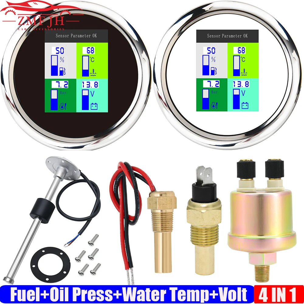 Digital 85mm Gauge 4 IN 1 Fuel Level Gauge+Oil Press+Water Temp+VOLT with Flash Alarm Oil Sensor For Auto Car Boat Yacht Custom
Digital 85mm Gauge 4 IN 1 Fuel Level Gauge+Oil Press+Water Temp+VOLT with Flash Alarm Oil Sensor For Auto Car Boat Yacht Custom