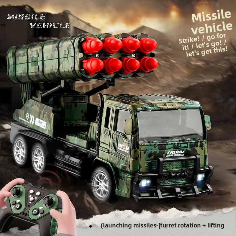RC missile launching vehicle with LED sound remote control car shoot bullet 680° rotation can be raised and lowered gun barrel
RC missile launching vehicle with LED sound remote control car shoot bullet 680° rotation can be raised and lowered gun barrel