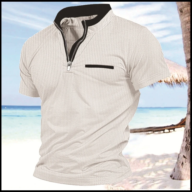 2024 new summer men's Waffle zipper pocket short-sleeved Polo shirt stand-up collar youth fashion shirt top T-shirt
2024 new summer men's Waffle zipper pocket short-sleeved Polo shirt stand-up collar youth fashion shirt top T-shirt