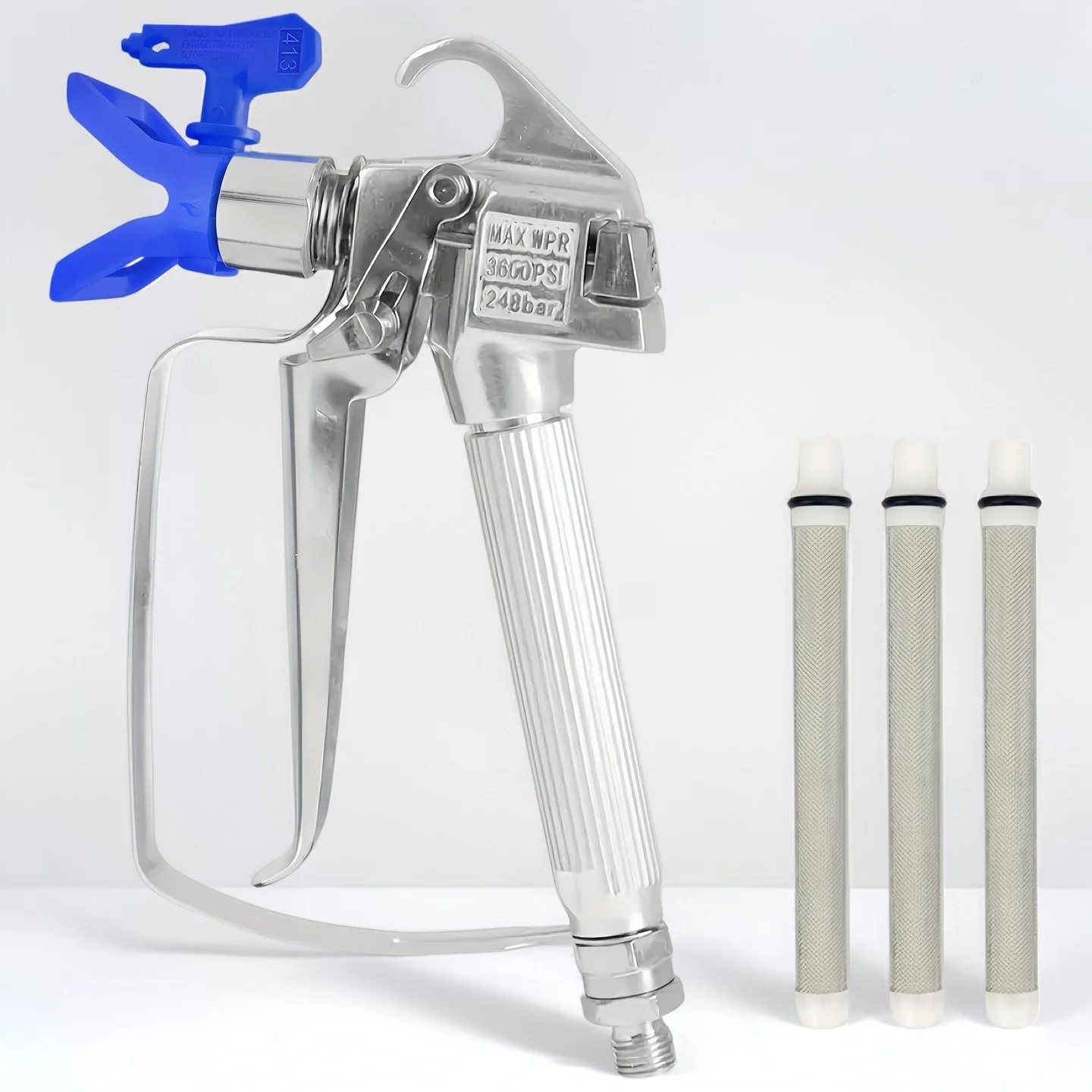 High Pressure Airless Paint Spray Gun 3600 PSI with 413 Tip Guard 3Pcs Filter Replacement Sprayer Accessories Kit
High Pressure Airless Paint Spray Gun 3600 PSI with 413 Tip Guard 3Pcs Filter Replacement Sprayer Accessories Kit