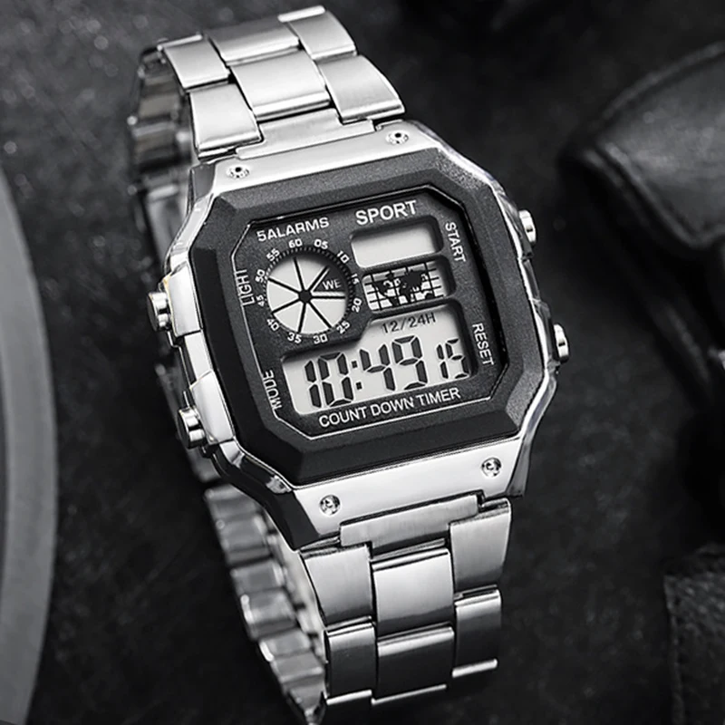 MAYZHISU Classic Men's Digital Watches Luxury Stainless Steel Strap Sport Watches Men Military Clock LED Sport Wristwatch
MAYZHISU Classic Men's Digital Watches Luxury Stainless Steel Strap Sport Watches Men Military Clock LED Sport Wristwatch