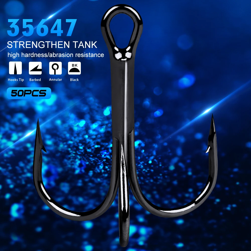 PROBEROS 50pcs/Lot Black FishHook Fishing Tackle Tool Treble Fishing Hook Set Box High Carbon Steel Barbed Hooks Fishing Tackle
PROBEROS 50pcs/Lot Black FishHook Fishing Tackle Tool Treble Fishing Hook Set Box High Carbon Steel Barbed Hooks Fishing Tackle