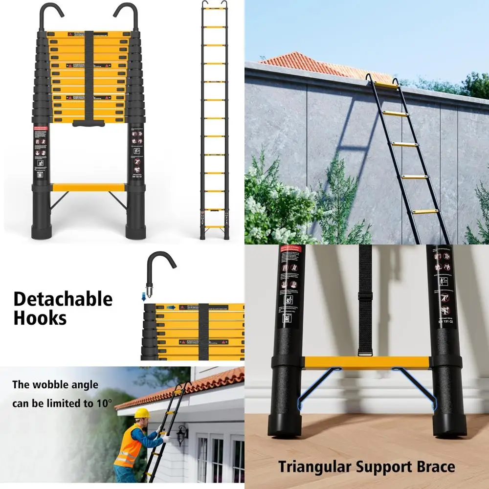 Aluminum Type IA Telescoping Ladder with Hooks, ANSI Certified, Heavy Duty, 330lbs Capacity, Extension Ladder for Home and Outdo
Aluminum Type IA Telescoping Ladder with Hooks, ANSI Certified, Heavy Duty, 330lbs Capacity, Extension Ladder for Home and Outdo