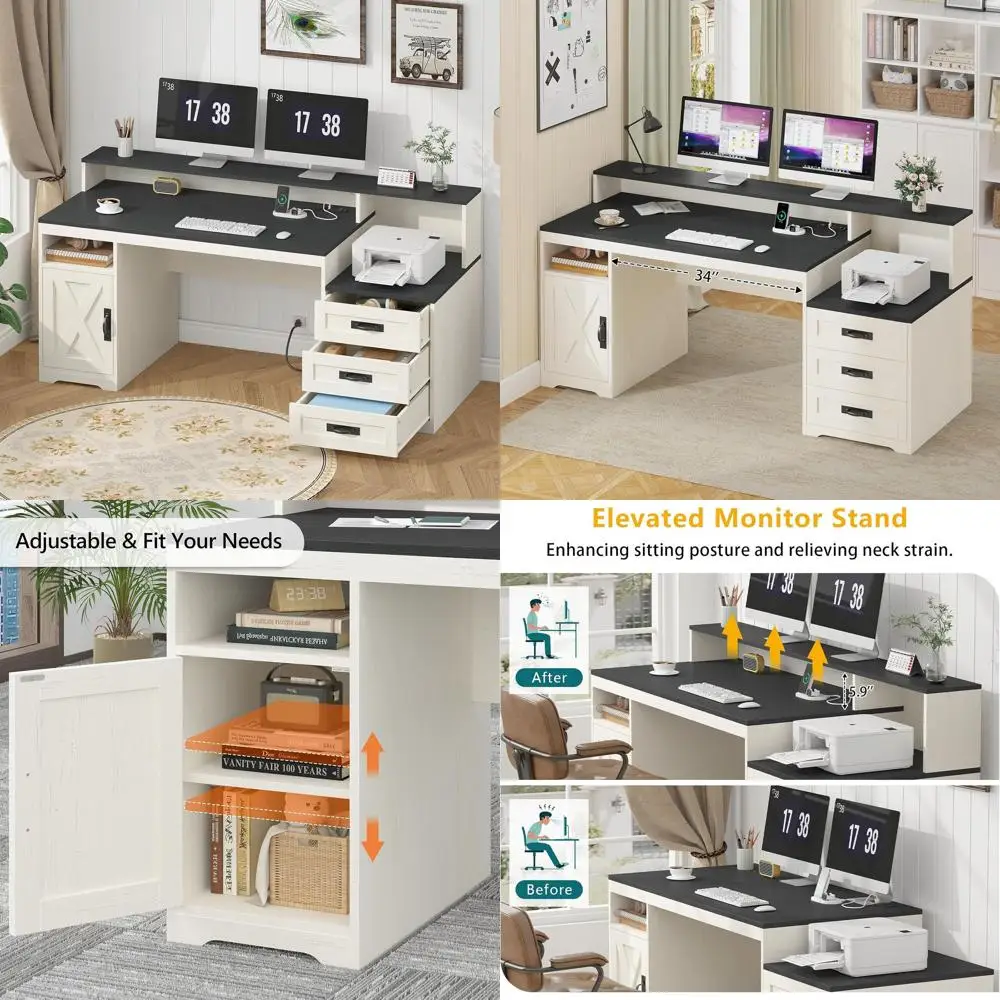 Двухместный стол 65 дюймов с розетками, местом для хранения, подставкой для принтера и длинной полкой для монитора — черный/белый
Двухместный стол 65 дюймов с розетками, местом для хранения, подставкой для принтера и длинной полкой для монитора — черный/белый