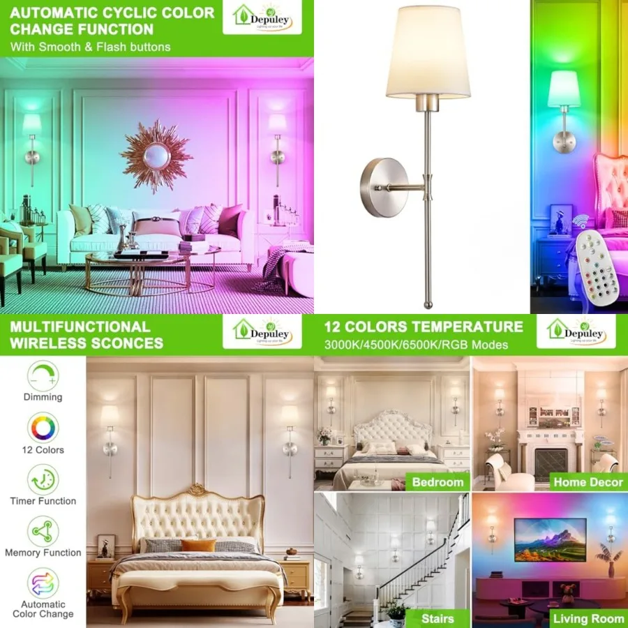Battery Operated Wall Sconce: Set of 2 Wireless Wall Lights with Remote for Bedroom - Rechargeable 15 Colors ed Wall Lamp for L
Battery Operated Wall Sconce: Set of 2 Wireless Wall Lights with Remote for Bedroom - Rechargeable 15 Colors ed Wall Lamp for L