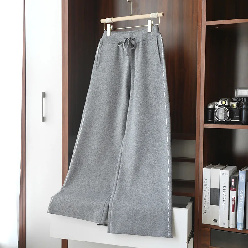 Women Pocket Loose Wide Leg Knitted Pants Stretch Yarn All-match Long Trousers Floor Length Winter
Women Pocket Loose Wide Leg Knitted Pants Stretch Yarn All-match Long Trousers Floor Length Winter