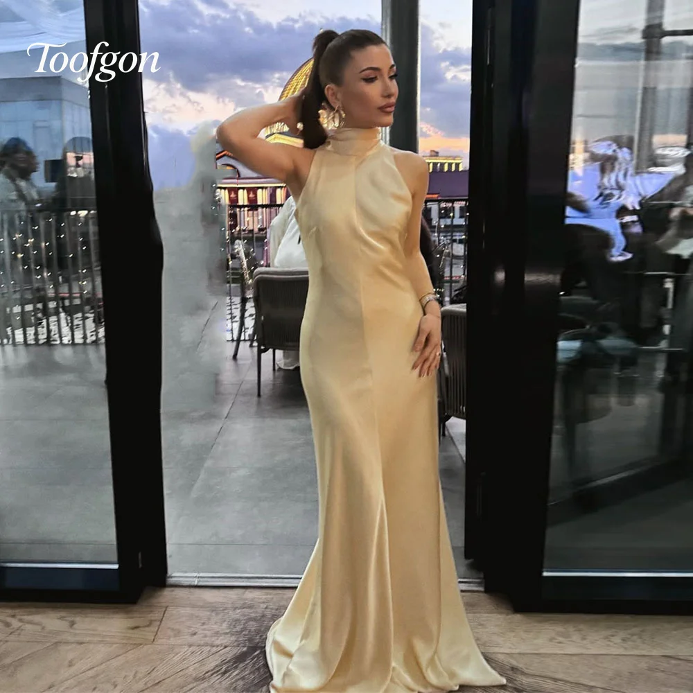 Toofgon Sexy Halter Neck Mermaid Prom Dresses Customized Silk Satin Evening Party Dress Women Open Back Special Occasion Gown
Toofgon Sexy Halter Neck Mermaid Prom Dresses Customized Silk Satin Evening Party Dress Women Open Back Special Occasion Gown