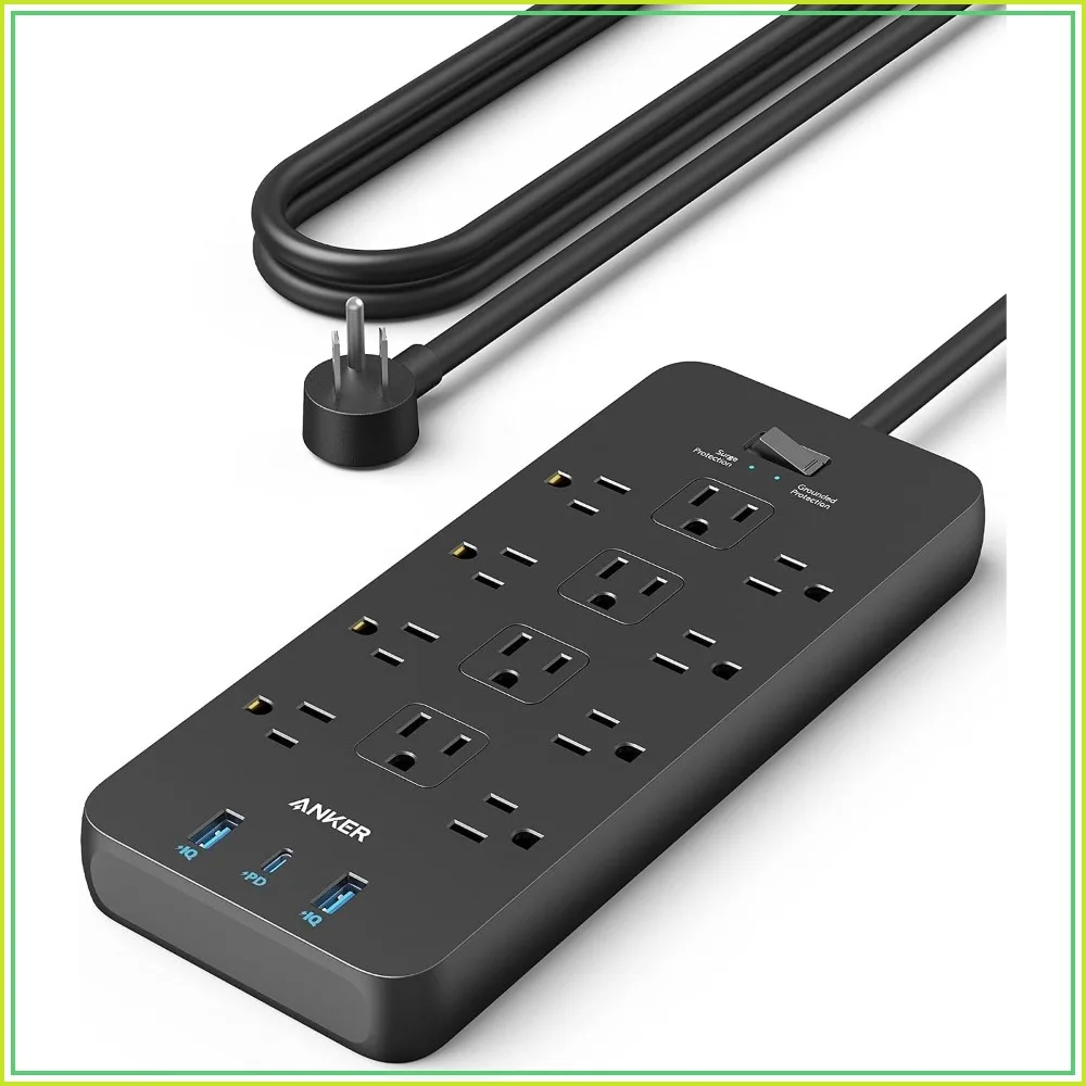 12 Outlet Surge Protector with 20W USB C Fast Charging, 5ft Extension Cord, 2100J, TUV Listed
12 Outlet Surge Protector with 20W USB C Fast Charging, 5ft Extension Cord, 2100J, TUV Listed