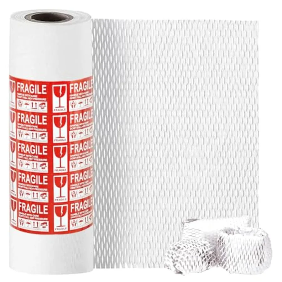 12 Inch x 230 Ft Honeycomb Kraft Packaging Paper White, Plastic Free Cushioning Packing Paper with Fragile Warning Labels, Recy
12 Inch x 230 Ft Honeycomb Kraft Packaging Paper White, Plastic Free Cushioning Packing Paper with Fragile Warning Labels, Recy
