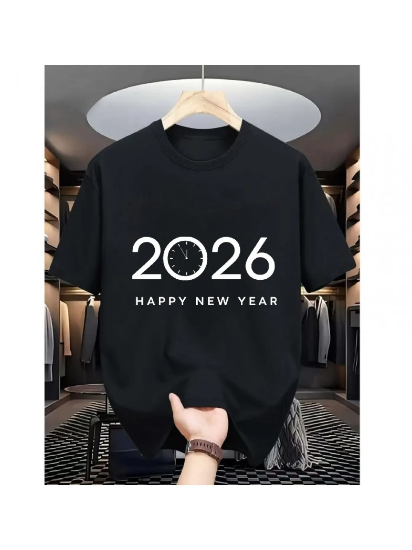 Men's Korean Street Style 2025 Beige Short-Sleeve T-Shirt - 2026 Print and Happy New Year Korean Text, Round Neck Casual Summer Top, Suitable for 20~6 New Year~ Korean Fashion Top
Men's Korean Street Style 2025 Beige Short-Sleeve T-Shirt - 2026 Print and Happy New Year Korean Text, Round Neck Casual Summer Top, Suitable for 20~6 New Year~ Korean Fashion Top