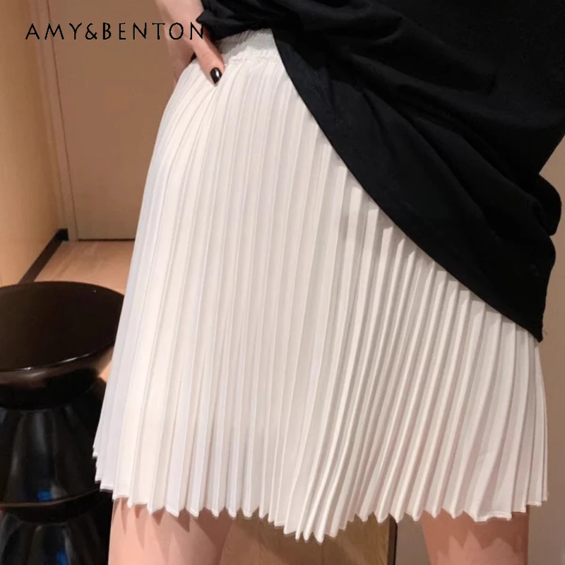 French Design Sweet Solid Color Women's Pleated Skirt 2026 Spring Summer Elegant Versatile Satin High Waist Skirts Pants ladies
French Design Sweet Solid Color Women's Pleated Skirt 2026 Spring Summer Elegant Versatile Satin High Waist Skirts Pants ladies