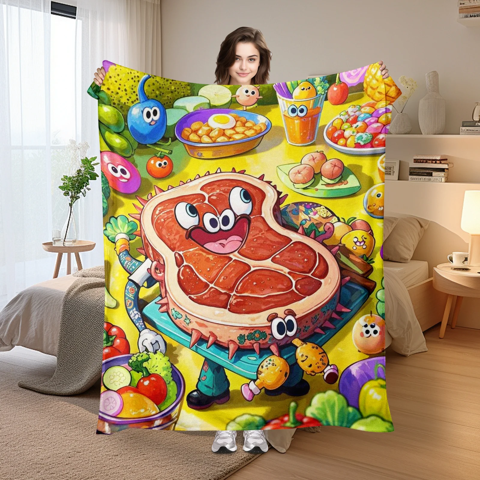Anthropomorphic Steak With Vegetable And Fruit Spirits Design Blanket Unique Gift Idea Warm Throw Home Decor Whimsical Theme
Anthropomorphic Steak With Vegetable And Fruit Spirits Design Blanket Unique Gift Idea Warm Throw Home Decor Whimsical Theme