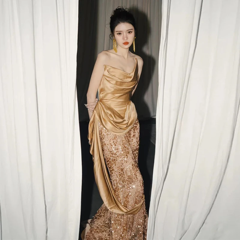 Tube Top Evening Dress 2025 New Champagne Ladies Banquet Fishtail Bridal French Toast
Tube Top Evening Dress 2025 New Champagne Ladies Banquet Fishtail Bridal French Toast
