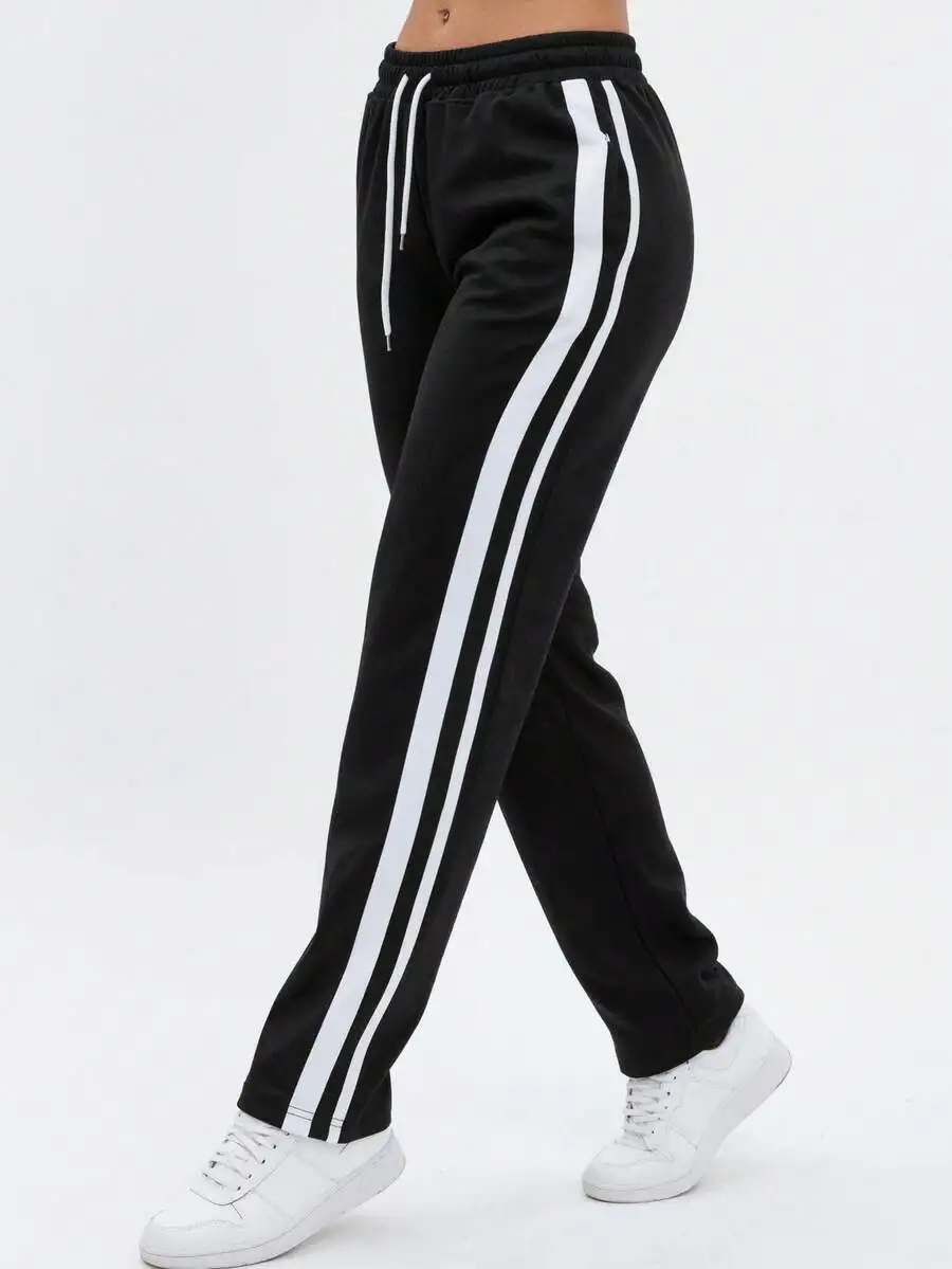 Womens Straight Leg Low Rise Sweatpants With Drawstring Elastic Waist And Side Stripes
Womens Straight Leg Low Rise Sweatpants With Drawstring Elastic Waist And Side Stripes