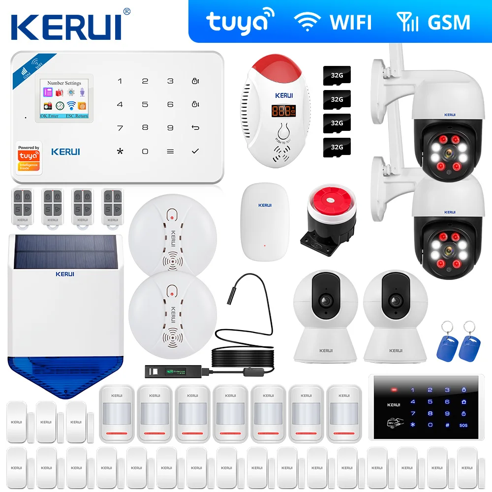 Tuya Kerui W181 Wireless Wifi GSM Home Alarm Kit APP Control Burglar Alarm System Solar Camera 3MP outdoor Cam Google Alexa
Tuya Kerui W181 Wireless Wifi GSM Home Alarm Kit APP Control Burglar Alarm System Solar Camera 3MP outdoor Cam Google Alexa