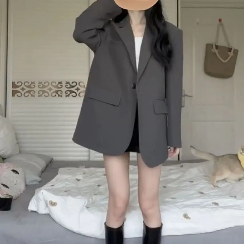 Grey One Blazer Women's Spring And Autumn Korean Medium And Long New College Trend Loose Casual Lnternet Celebrity Suit
Grey One Blazer Women's Spring And Autumn Korean Medium And Long New College Trend Loose Casual Lnternet Celebrity Suit