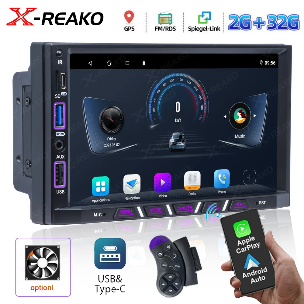 X-REAKO 7 ''Android 12 автомобильный радиоприемник CarPlay, универсальный автомобильный Gps-экран, регулируемый 2 DIN автомобильный стерео радиоприемник, навигационный плеер, головное устройство
X-REAKO 7 ''Android 12 автомобильный радиоприемник CarPlay, универсальный автомобильный Gps-экран, регулируемый 2 DIN автомобильный стерео радиоприемник, навигационный плеер, головное устройство