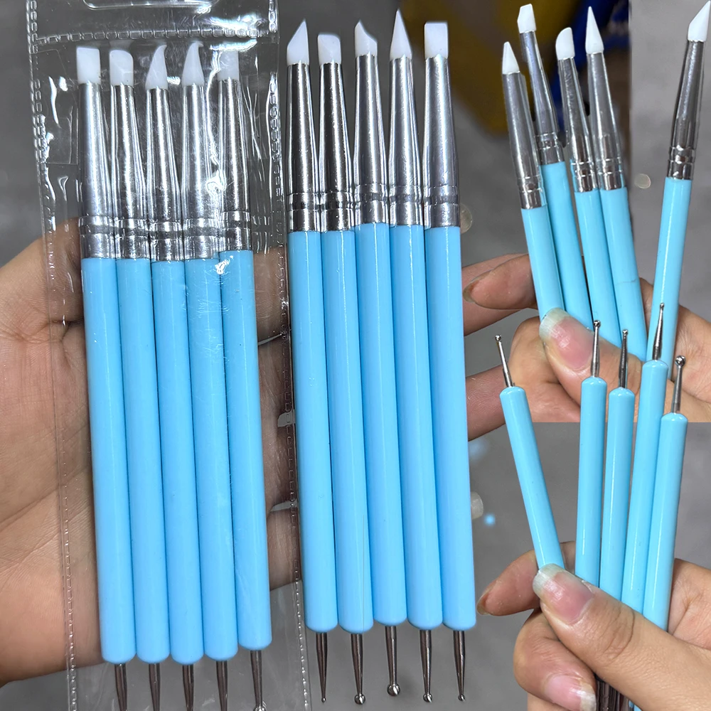 5pcs Blue Silicone Double-ended Nail Art Dotting Pen 15*1.2cm Carving 3D Flowers Line Model Dotting Pen Brush DIY Manicure Tools
5pcs Blue Silicone Double-ended Nail Art Dotting Pen 15*1.2cm Carving 3D Flowers Line Model Dotting Pen Brush DIY Manicure Tools