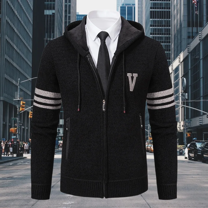 Knitted Sportswear Cardigan for Men Autumn Winter Korean Fashion Hooded Zip Up Sweater Coat Business Casual Knitwear Coat Men
Knitted Sportswear Cardigan for Men Autumn Winter Korean Fashion Hooded Zip Up Sweater Coat Business Casual Knitwear Coat Men